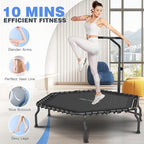 ANCHEER 50" Rebounder Trampoline for Adults- 2025 Foldable Mini Trampoline with Bar- Exercise Trampoline for Adults, Max Load 450lbs/550lbs, for Indoor/Garden Workout