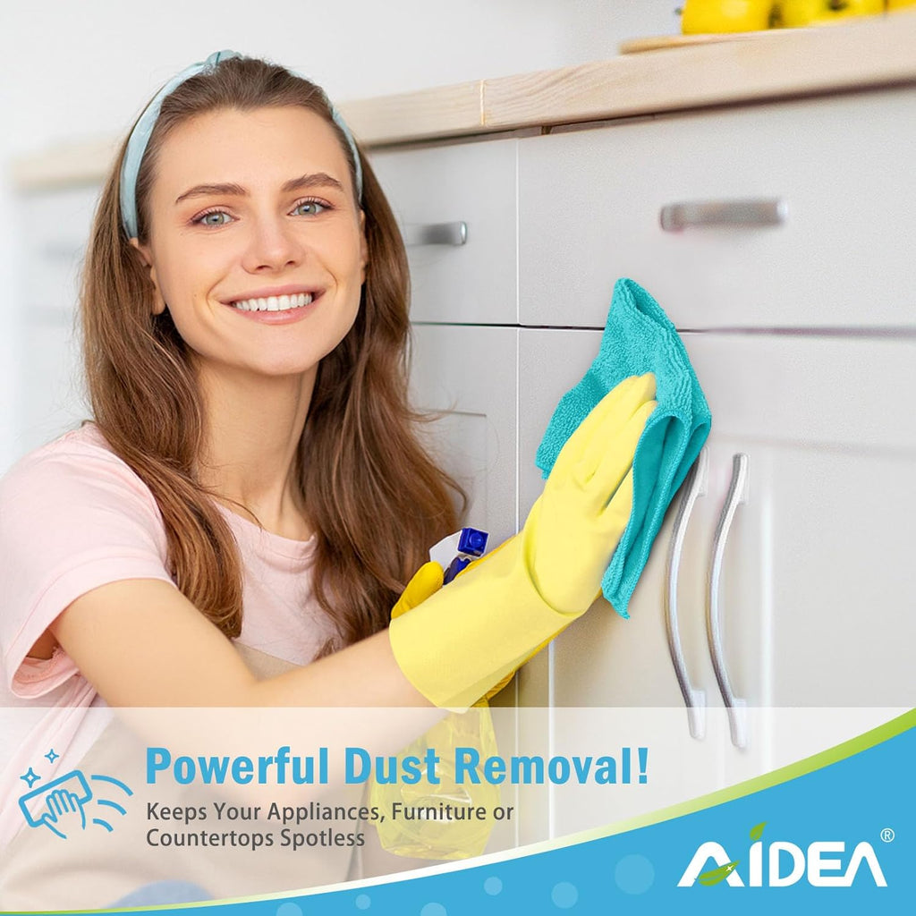 AIDEA Microfiber Cleaning Cloth-12PK, Soft Microfiber Towels for Cars, Absorbent Cleaning Rags, Lint-Free Streak-Free Wash Cloths for House, Kitchen, Window(12in.x12in), Blue