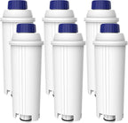 AQUA CREST Coffee Water Filter, Replacement for De'Longhi® Filter, TÜV SÜD Certified, 5513292811, DLS C002, CFL-950, SER3017, ECAM/ETAM Series, EC680, BCO420 (Pack of 6）