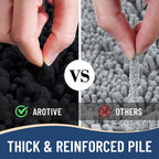 Arotive Luxury Chenille Bathroom Rug Mat, Extra Soft Thick Absorbent Shaggy Bath Rugs, Non-Slip Machine Wash Dry, Plush Bath Mats for Bathroom, Shower and Tub, 54x24, Black