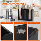 Richboom Acrylic Coffee Cup and Lid Storage Organizer Holder, 3 Compartments, Black