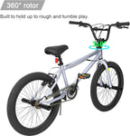 WEIZE Freestyle BMX Bike, 20 inch Trick Bicycle for Kids and Adults Men Women, Hi-Ten Steel Frame, 360 Degree Rotor Freestyle, 4 Pegs Single Speed Teen Bike, Beginner-Level to Advanced Riders