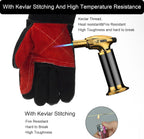 Long Welding Gloves 23.6 Inches 932℉,Heat/Fire Resistant Leather For Mig, Tig, Stick, Forge, BBQ, Grill, Fireplace