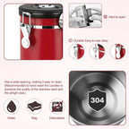 ShanSon Coffee Canister Airtight Coffee Container Stainless Steel Coffee Bean Storage Container with Scoop Coffee Canister for Beans Grounds Sugar Flour Tea Cereal,16OZ,Red