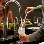 Ionic Bottle Brush, Magnetized to Stand Upright, Stainless Steel with Replaceable Head, Brass/Gold