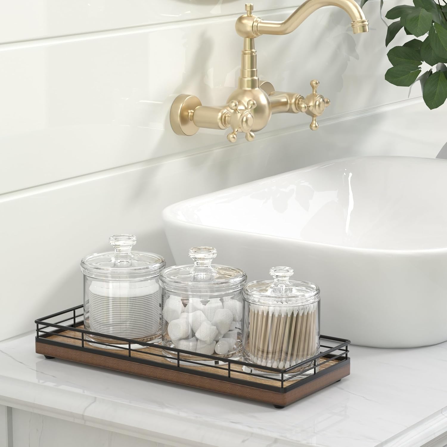 Acacia Wood Bathroom Vanity Tray, 11" L Small Countertop Tray for Dresser, Table, Kitchen Counter, Coffee Bar