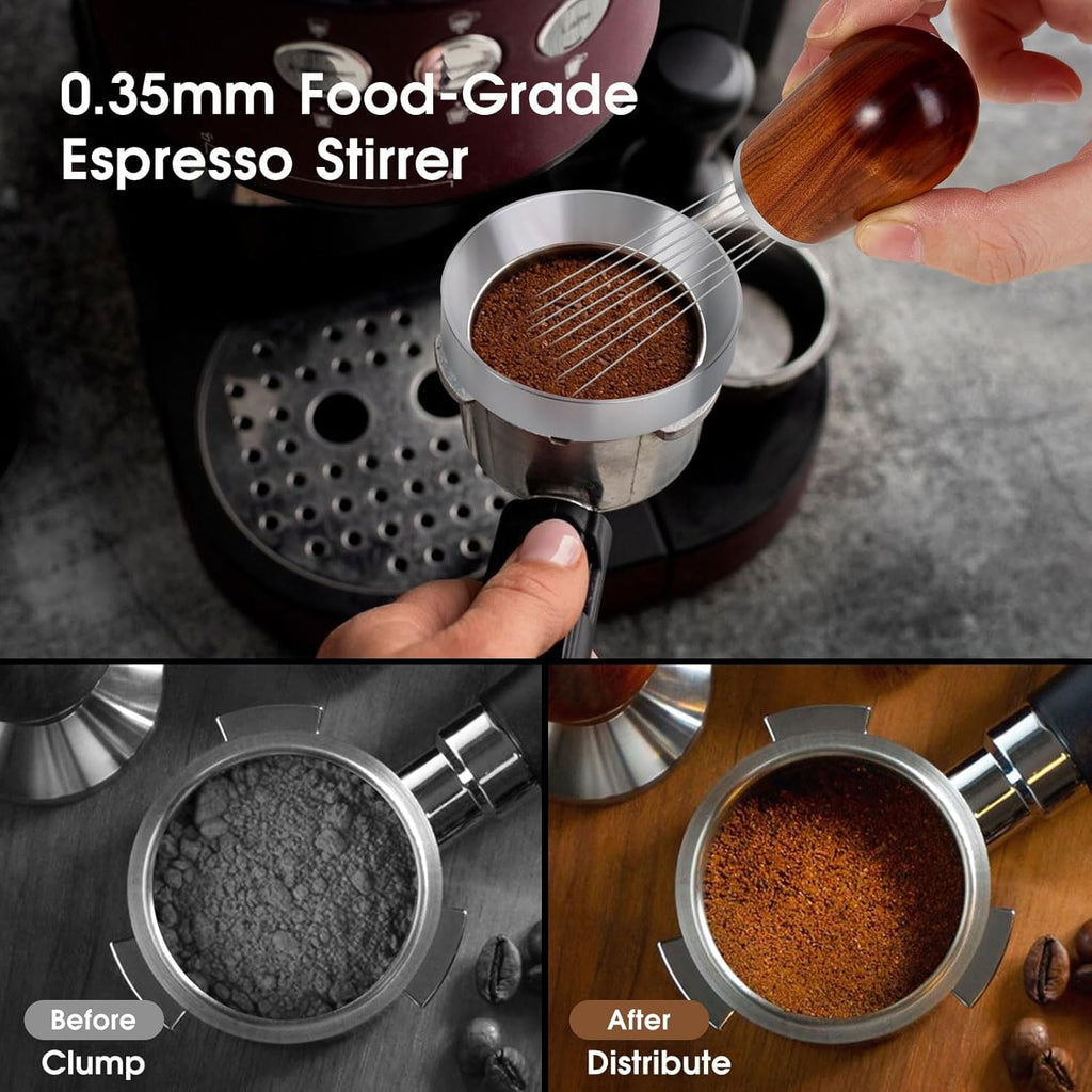 58mm Espresso Accessories Kit, WDT Tool, Dosing Funnel and Puck Screen Set, 316 Stainless Steel Needle Coffee Distribution Stirrer Fits Breville 58 mm Espresso Machines and Portafilter