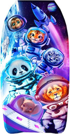PMU 33 Inch Space Animals Printed Bodyboard - Lightweight Wrist Leash Body Board for Beach, Sea & Pool - Surfing Board for Teens & Adults Wave Conditions Pkg/1