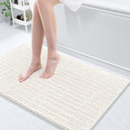 Arotive Luxury Chenille Bathroom Rug Mat, Extra Soft Thick Absorbent Shaggy Bath Rugs, Non-Slip Machine Wash Dry, Plush Bath Mats for Bathroom, Shower and Tub, 40x24, Ivory