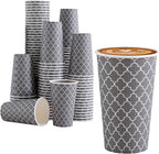 Lamosi Coffee Cups 16 oz 180 Pack, Disposable Coffee Cups, Disposable Cup,16 oz Hot Cup, Paper Insulated Cup for Cold Hot Drinks (No Lids)