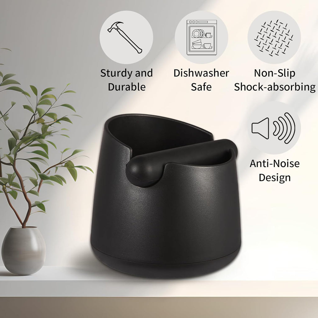 Knock Box Large Capacity Design Espresso Knock Box Tamping Mat Espresso Machine Accessories Set of 2 with Removable Knock Bar and Anti-Slip Base for Home Office Barista Tools for Bar Shop