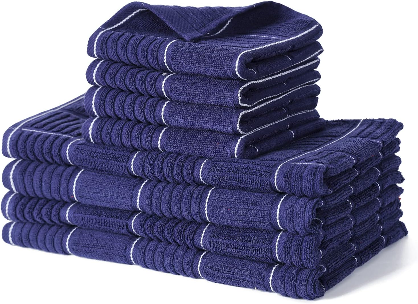 Glynniss Kitchen Towels and Dishcloths Set, Four Dish Towels 16x26 Inches, Four Absorbent Dish Cloths for Washing Dishes 12x12 Inches, Cleaning and Drying for Everyday Use Pack of 8 (Blue)