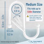 10-Pack Metal S Hooks for Hanging – Heavy-Duty S-Shaped Hooks with Safety Buckle – Fits Bars up to 0.8 in – Anti-Drop S-Hooks for Kitchen, Bathroom, Closet & Pot Racks – White (Medium)