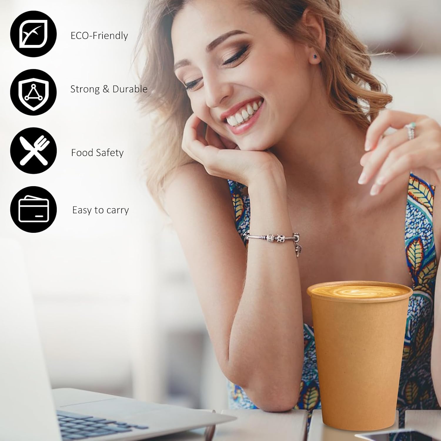 1000 Pack 12 OZ Paper Cups, Brown Kraft Disposable Paper Coffee Cups 12 oz, Unbleached Paper Cups for Hot/Cold Beverage Party, Picnic, Travel, and Events.