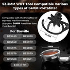 IKAPE Mantis WDT Distribution Tool, V3-54mm Espresso Stirrer Distribution Tool for Barista - 8 Needle Espresso Stirrer with Dosing Funnel & Stand, Adjustable Needle Height, Walnut Handle