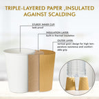 500 Pack 12 oz Paper Coffee Cups, Ripple Insulated Paper Cups, Hot Water Cups for Home, Office, Hotel, Meetings, Parties