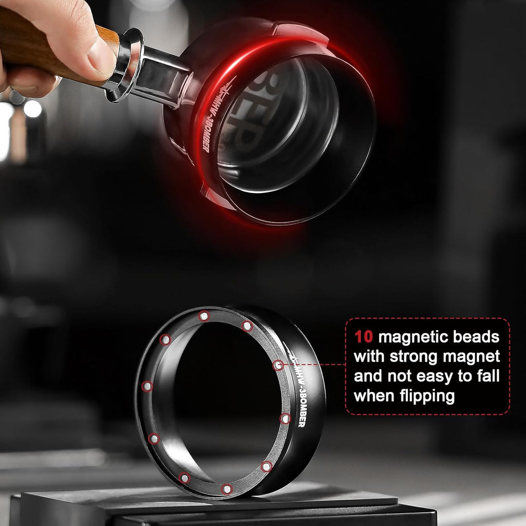 MHW-3BOMBER 51mm Espresso Dosing Funnel & Puck Screen Set, Magnetic Dosing Rring & Reusable Filter kit Compatible with 51mm Bottomless Portafilter, Coffee Dosing Ring with Eppresso Puck DR7015-OS