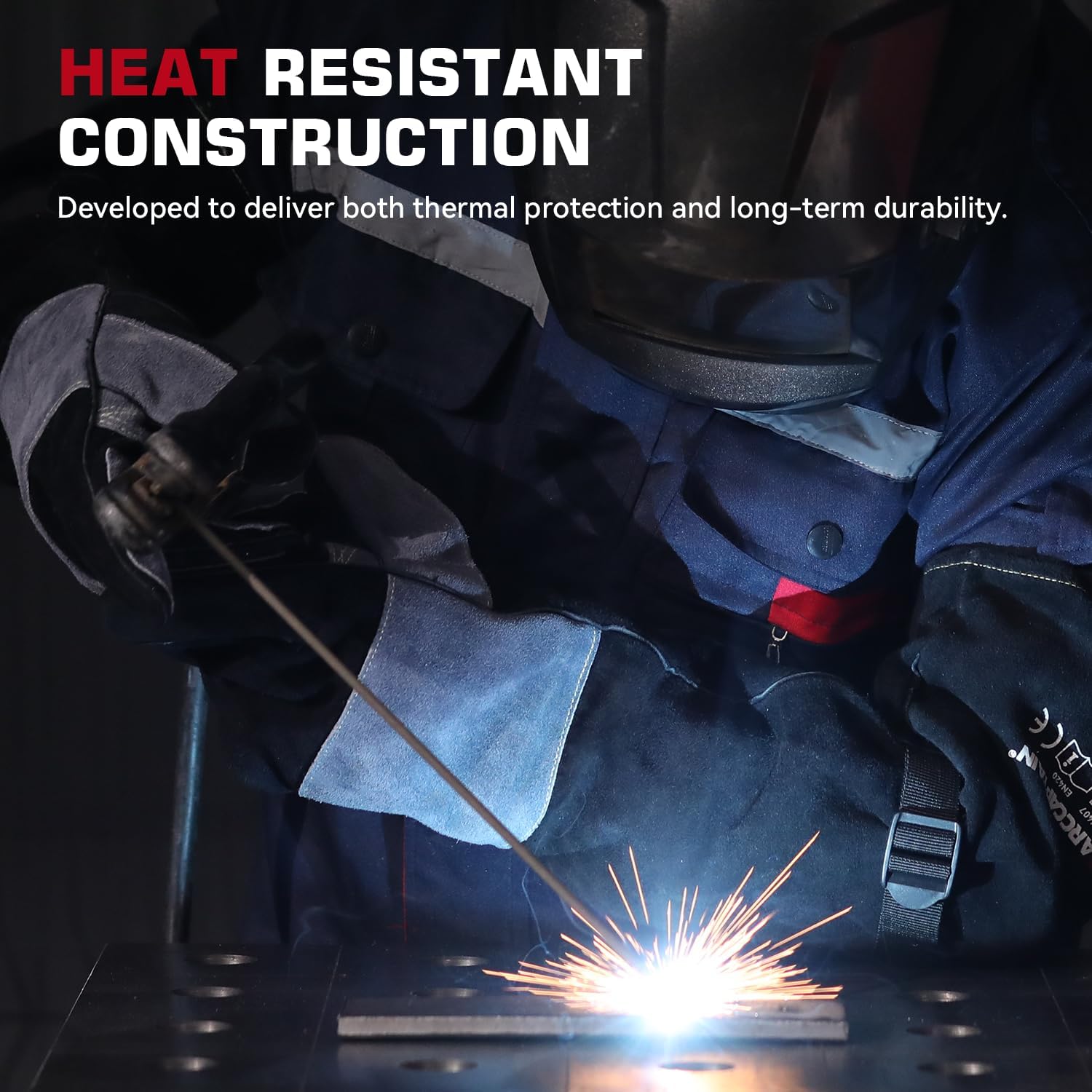 ARCCAPTAIN 24 inches Leather Welding Gloves - Bite Proof Animal Handling, Heat/Fire Resistant for Reptile, Dog, Falcon, Stick, Mig, Forge, Grill, Fireplace