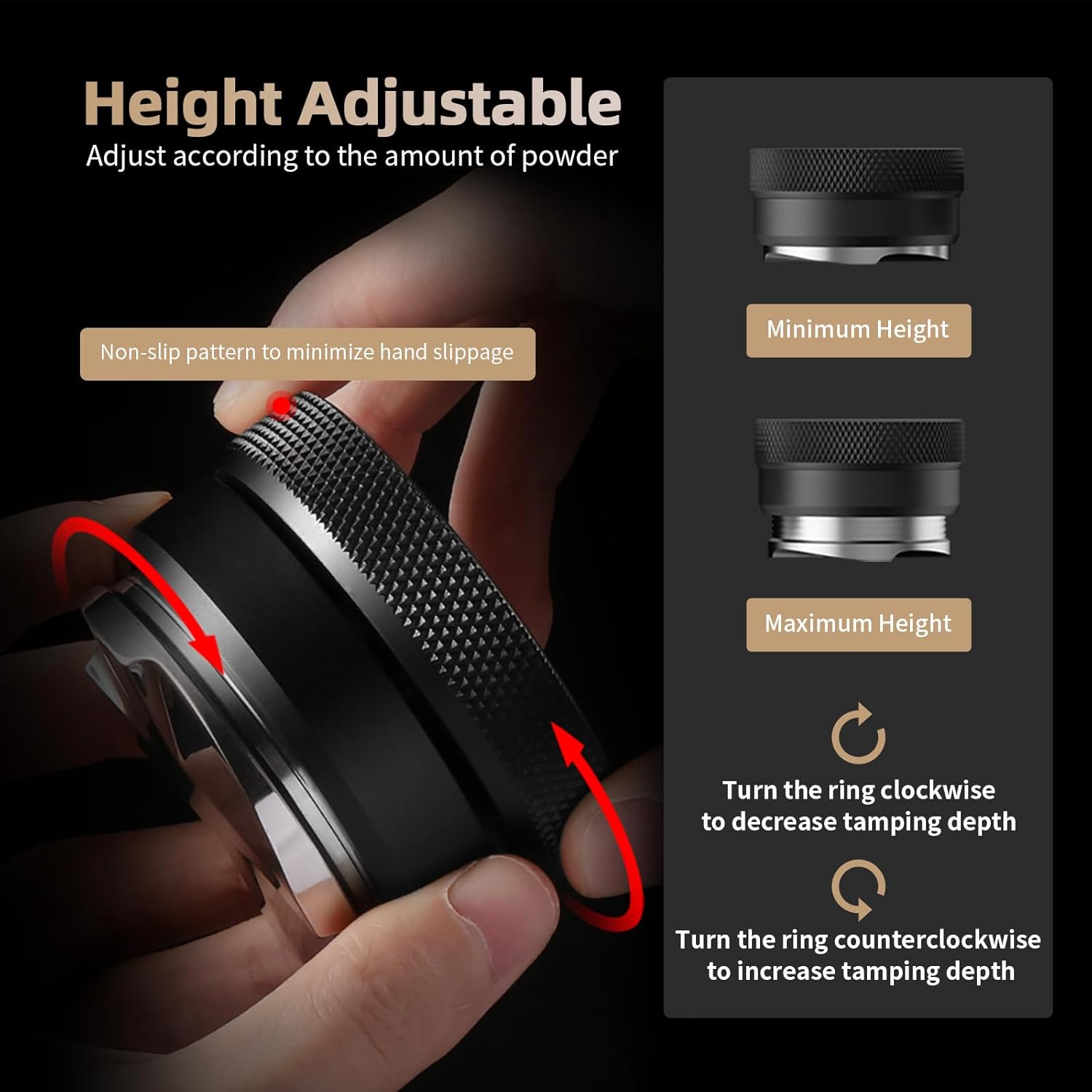 MHW-3BOMBER Espresso Distribution Tool 51mm, Espresso Distributor fit 51mm Portafilter, Depth Adjustable Coffee Distributor, 4-oar SUS304 Base, CD Espresso Leveler,T5251L4-OS