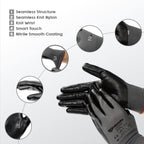 ANDANDA Smart Touch Work Gloves - 12 Pairs, 3D Comfort Stretch Fit, Nitrile Coated with Grip, Seamless Knit Nylon, Suitable for Warehousing, Logistics, Handling, Black (XL)