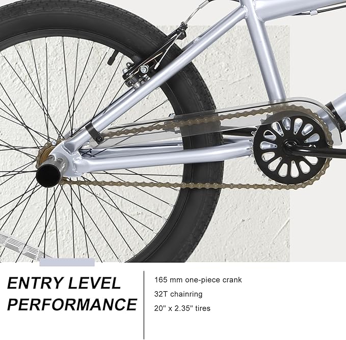 WEIZE Freestyle BMX Bike, 20 inch Trick Bicycle for Kids and Adults Men Women, Hi-Ten Steel Frame, 360 Degree Rotor Freestyle, 4 Pegs Single Speed Teen Bike, Beginner-Level to Advanced Riders