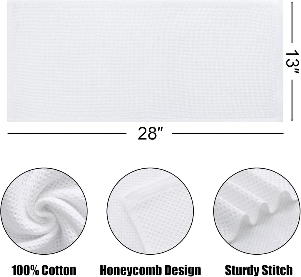 Kitinjoy 100% Cotton Waffle Weave Kitchen Towels, 4-Pack Super Soft and Absorbent Dish Towels for Drying Dishes, Kitchen Hand Towels, 13 in x 28 in, White
