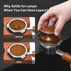 51mm Espresso Distribution Tool with Red Rosewood Handle Stainless Steel Coffee Distributor Adjustable Depth Espresso Leveler, Compatible with 51mm Portafilter