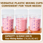 16 oz Plastic Mixing Cups, 50 Pack 16 oz (500ml) Disposable Measuring Cups with 50 Wooden Mixing Sticks, Can Be Used for Epoxy Resin, Liquid Measuring, Paint, Cooking and Baking