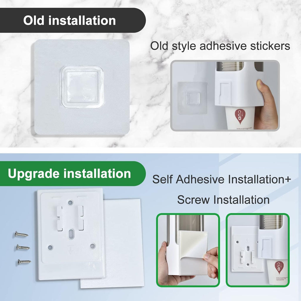 Cup Dispenser, Wall Mounted Water Cooler Cup Dispenser for 3oz-5oz Disposable Cups, Bathroom Cup Holder, Plastic Paper Cup Holder with Adhesive/Screw Mount for Office, Hospital, Bathroom