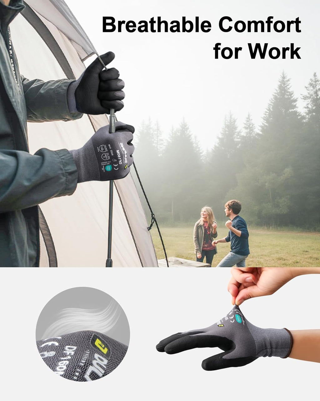 DULFINE Safety Work Gloves MicroFoam Nitrile Coated-24 Pairs Pack,Seamless Knit Nylon Glove with Black Micro-Foam Nitrile Grip,Ideal for General Purpose,Automotive,Home Improvement,Painting(X-Large)