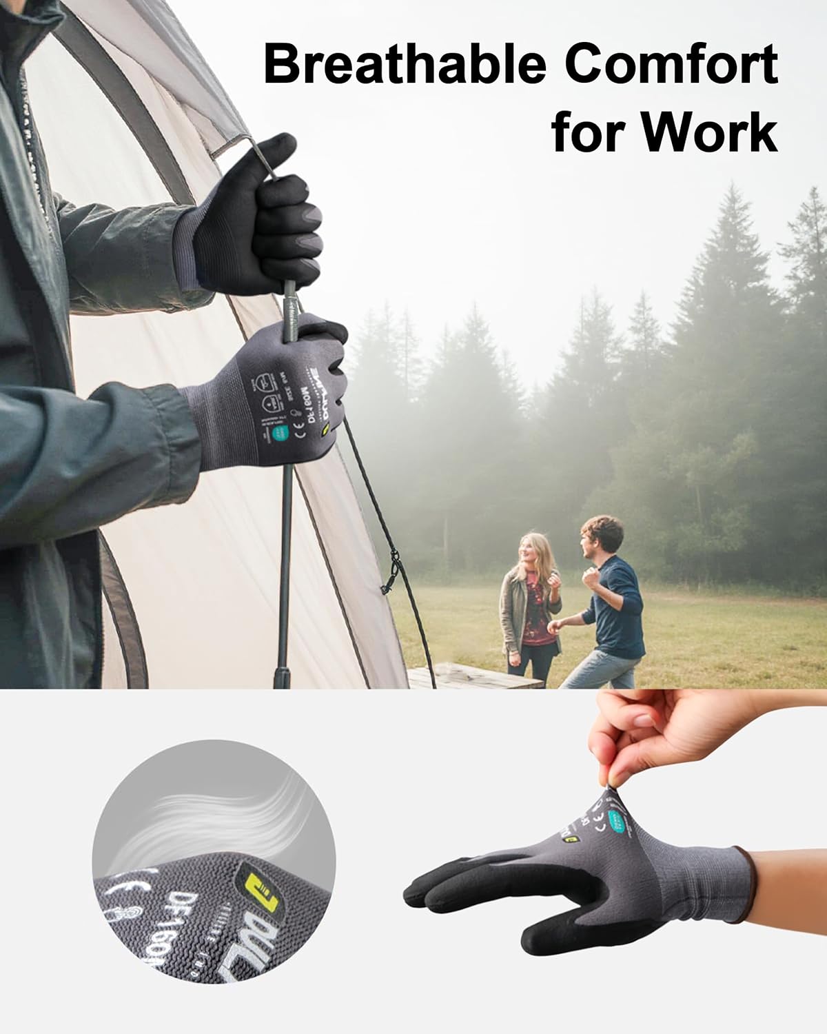 Safety Work Gloves MicroFoam Nitrile Coated-12 Pairs Pack,Red Seamless Knit Nylon Glove with Black Micro-Foam Nitrile Grip,Ideal for General Purpose,Automotive,Home Improvement,Painting(Large)