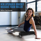 Trigger Point Foam Roller with Stand, 18 Inch Medium Density Foam Roller Long Yoga Roller Foam Exercise Roller for Physical Therapy, Muscles Deep Tissue, Pilates, Back Pain and Muscle Recovery (Black)