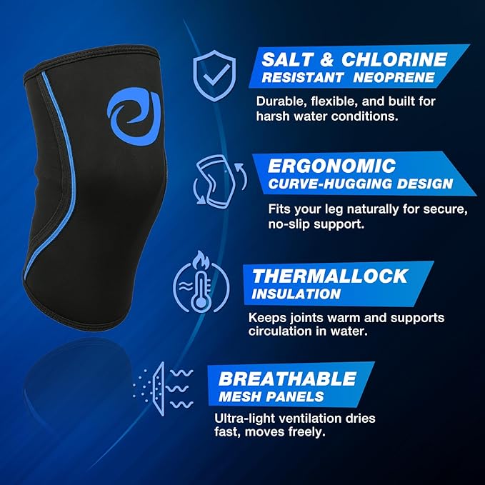 Nvorliy AquaFlex Pro Knee Brace, Compression Knee Sleeve for Swimming, Aquatic, Sailing, Scuba Diving, Surfing, Paddle Boarding, Kayaking & Injury Recovery – Supports Women & Men