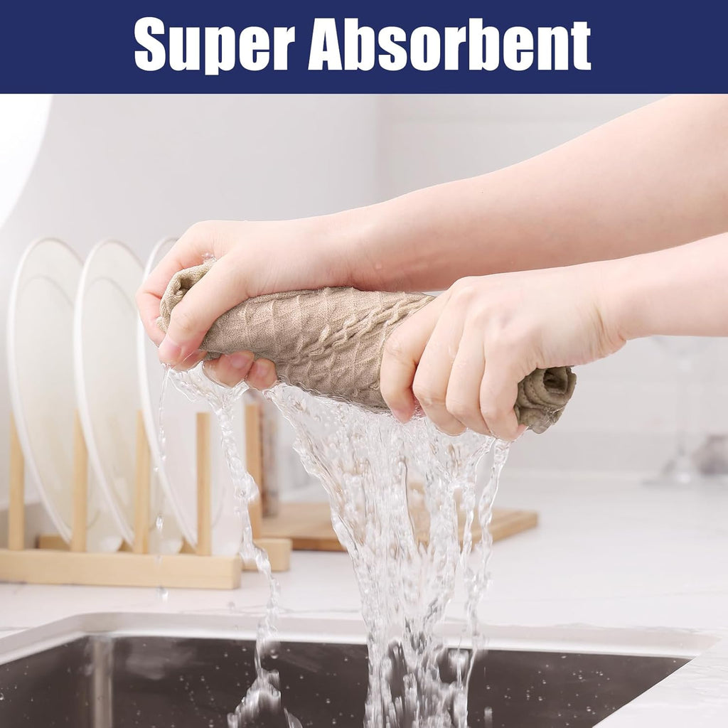 Homaxy Microfiber Waffle Weave Kitchen Towels, 16 x 28 Inch Ultra Absorbent and Solid Color Dish Towels, 6 Pack, Beige