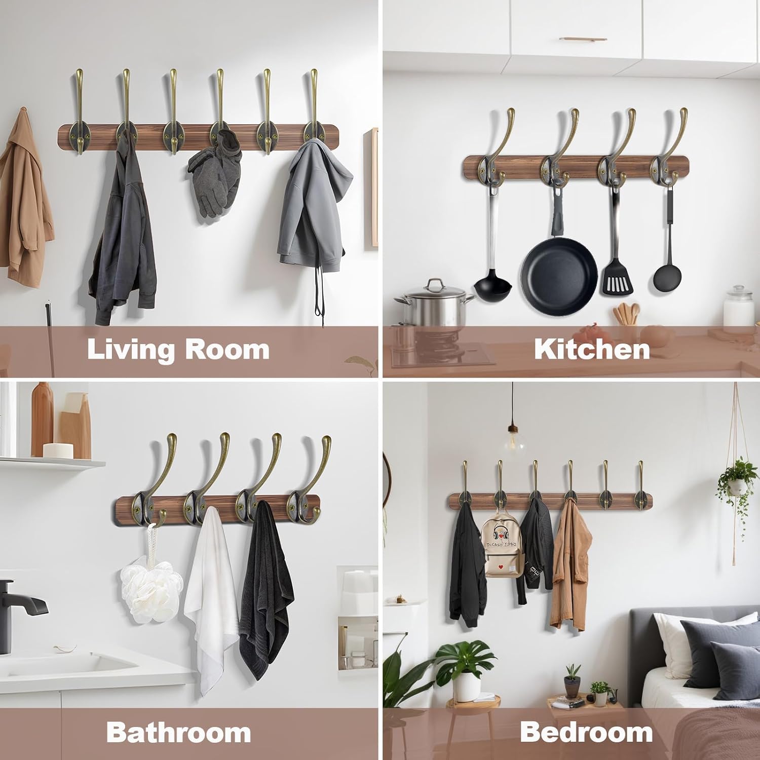 Wall Hooks for Hanging, 20-Pack Heavy Duty Metal Coat Hooks, for Living Room, Bathroom, Kitchen, Bedroom for Towel, Hat, Key, Closet, Bag (Bronze)