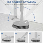 SetSail 4-in-1 Tile Tub Floor Scrubber with 52-inch Long Adjustable Handle Shower Cleaner Brush with V-Shaped Grout Brush and 3 Replacement Brush Heads for Bathroom Kitchen Sink Walls Tub Tile, Grey