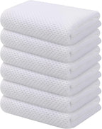 Kitinjoy 100% Cotton Waffle Weave Kitchen Towels, 6-Pack Super Soft and Absorbent Dish Towels for Drying Dishes, Kitchen Hand Towels, 13 in x 28 in, White