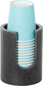 Luxspire Bathroom Cup Dispenser, 3oz Dixie Cup Dispenser, Resin Dixie Cup Holder, Disposable Paper Cup Holder for Bathroom, Cotton Pad Holder, Guest Bathroom Essentials, Gray