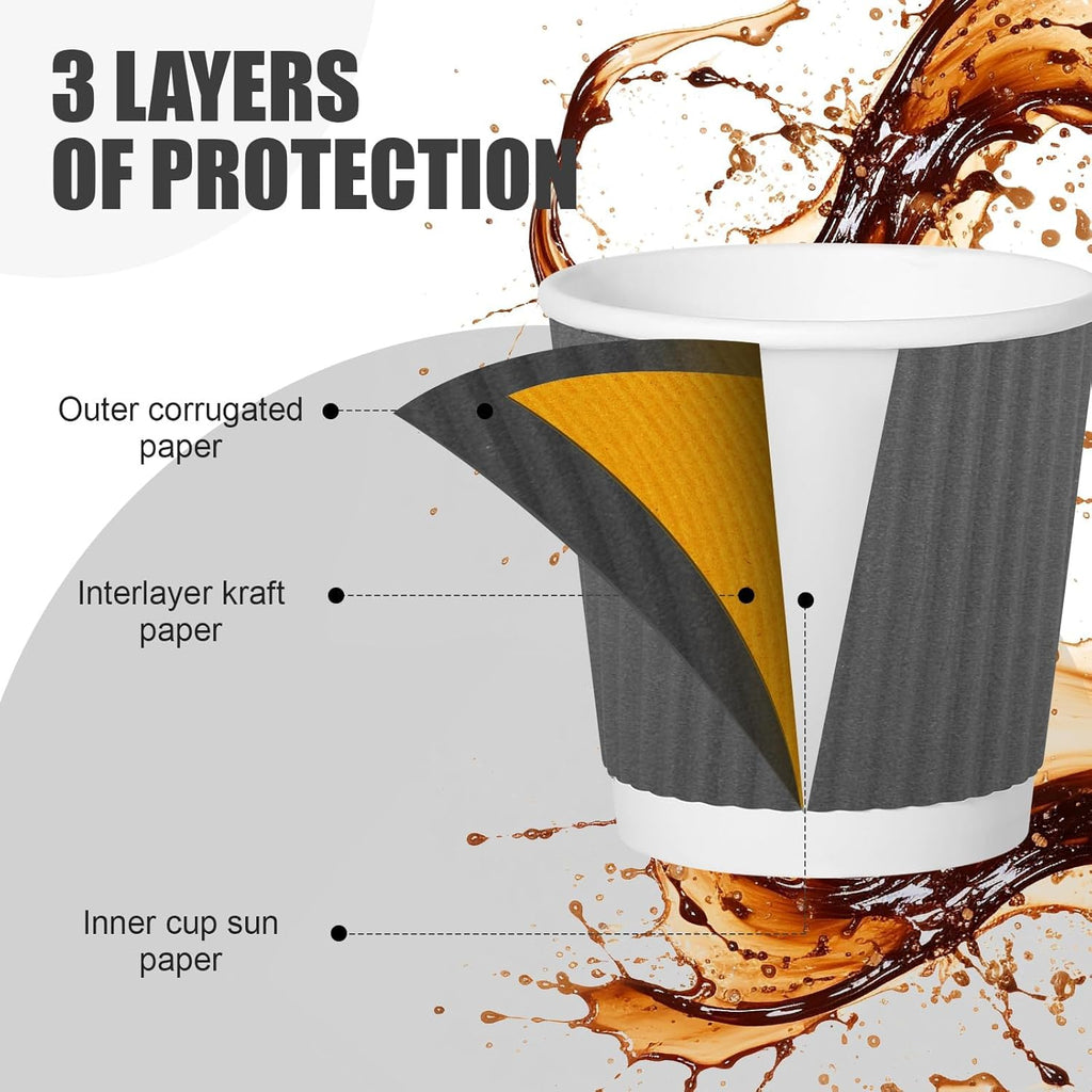 120 Pack Paper Espresso Coffee Cups, 4 oz Disposable Coffee Cups,Corrugated Insulated Ripple Wall, Paper Ripple Cup for Coffee, Hot Chocolate and Hot Tea Drinks -Gray