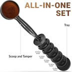 Koffee Zen Espresso Tamper Set, 5 Interchangeable Sizes (49–58mm), Dual Coffee Scoop (1 & 2 TBSP), Fits Breville, Delonghi & More