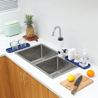 Silicone Kitchen Sink Organizer Tray for Multiple Usage,Eco-Friendly Sponges Holder for Kitchen Bathroom Counter or Sink,Dish Soap Dispenser,Scrubber,Bottle,Cup (Navy Blue, 12"×4")