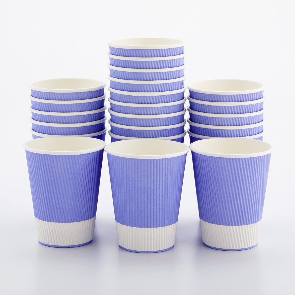 Restaurantware-12 Ounce Disposable Coffee Cups, 500 Ripple Wall Hot Cups For Coffee - Lids Sold Separately, Rolled Rim, Light Purple Paper Insulated Coffee Cups, For Hot Coffee, Tea, And More