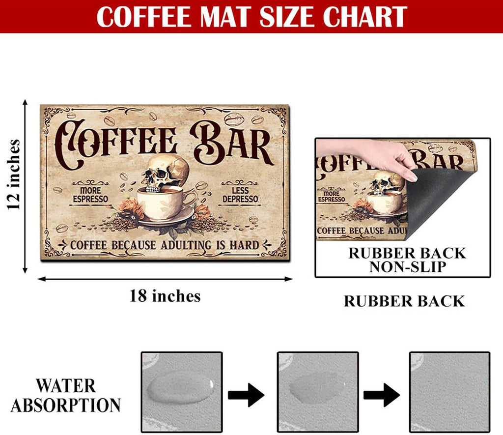 THUYPT Personalized Absorbent Coffee Mat for Counter, Coffee Drying Mat Coffee Bar Accessories, Kitchen Counter Coffee Maker Coffee Station Decoration (04)