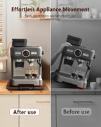 Appliance Slider, Sliding Tray for Coffee Maker, Coffee Pot Slider for Countertop, Kitchen Appliance Rolling Tray with Rubber Wheels (Rustic Brown, Large - Long (12.5” x 16”))