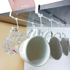 Adjustable Mug Holder Under Cabinet - Coffee Cup Holder with 8 Mug Hooks Under Shelf - White - Space Saving and Versatile