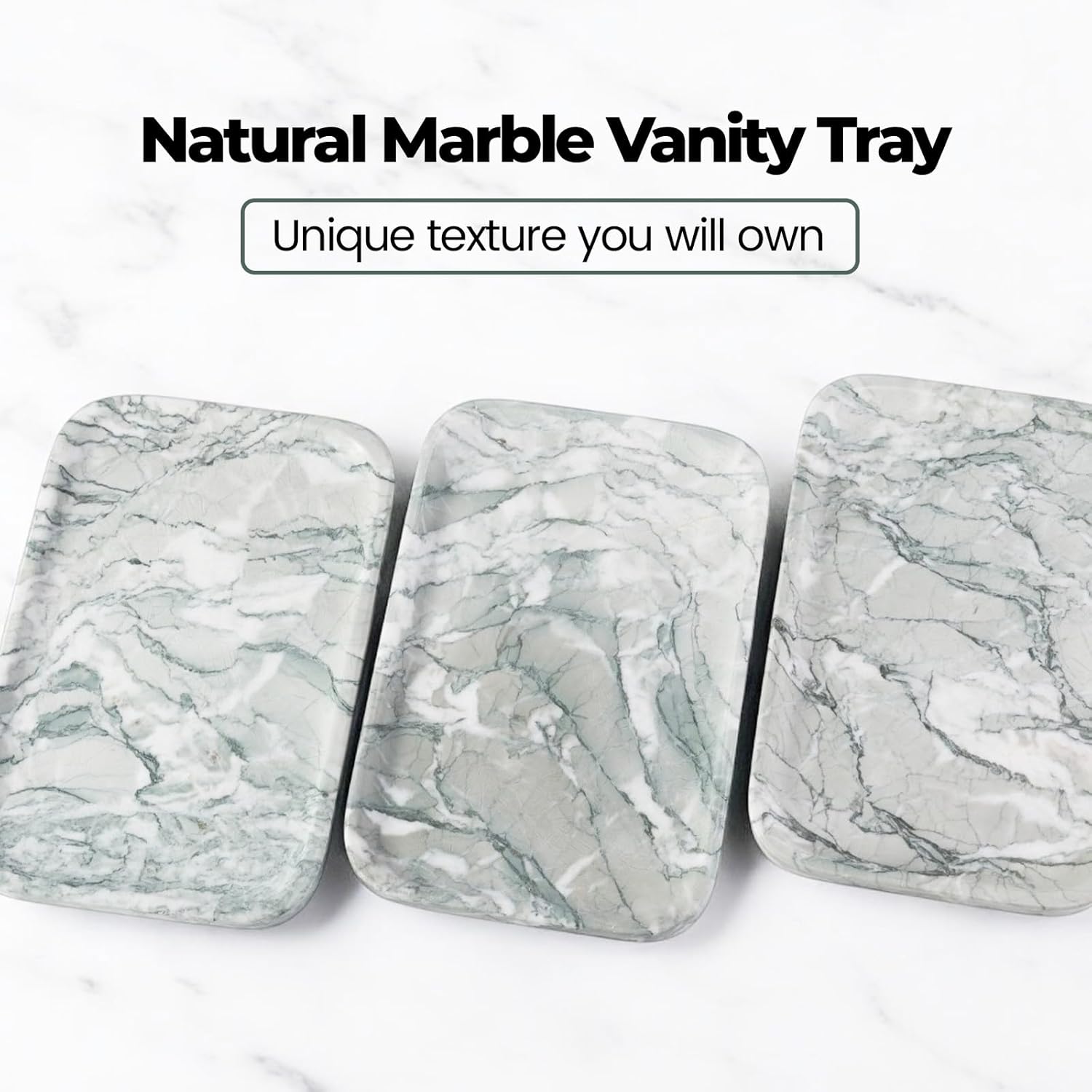 Vanity Tray, Marble Bathroom Tray Countertop, Decorative Dresser Organizer, Green Stone for Perfume Jewelry Holder Storage for Kitchen Sink(Light Green)