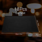 Tioncy 18 Pcs Bar Mat for Countertop 18 x 12 Inch Non Slip Cocktail Rubber Coffee Bar Service Mat for Bartending Hot Dishes Restaurants Barbershop Clippers Hot Pads, Black