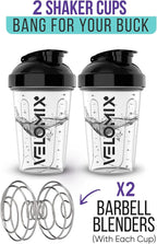 '-2 Pack- 20 oz Protein Shaker Bottles for Protein Mixes - 2x Wire Whisk, Leak Proof Shaker Cups for Protein Shakes and Pre Workout, Protein Shaker Bottle Pack, Protein Mixer Cup (Clear Prime)