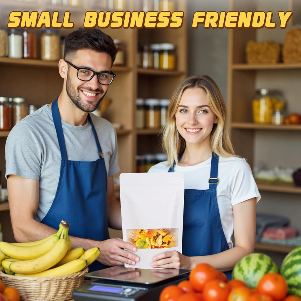 Jetmore-50pcs-Smell-Proof-Bag, Resealable Zip Lock Bags Various Sizes, Reusable Snack Bags, Stand Up Packing Bags with Window, Small Brown Paper Pouches for Candy, Nuts, Spice, Sample, Product