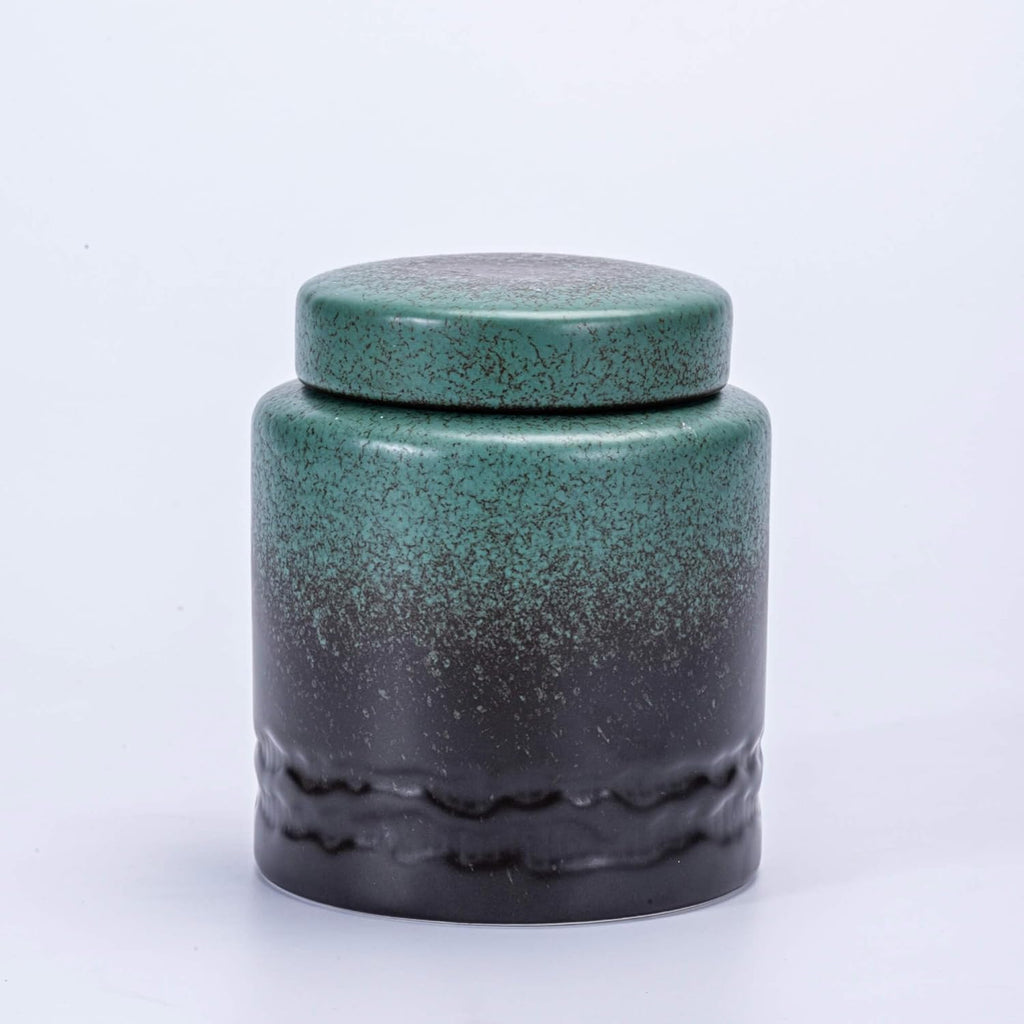 Tea Canister for Loose Tea with Airtight Lid, Kitchen Storage Containers, Ceramic Food Storage Jar, Ceramic Coffee Canister (Green)